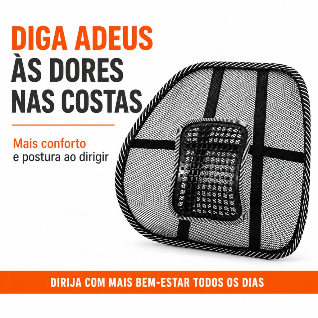 Encosto Lombar Ergonômico para Carro Apoio Coluna Banco Automotivo e cadeiras Conforto Massagem BM-F1806
