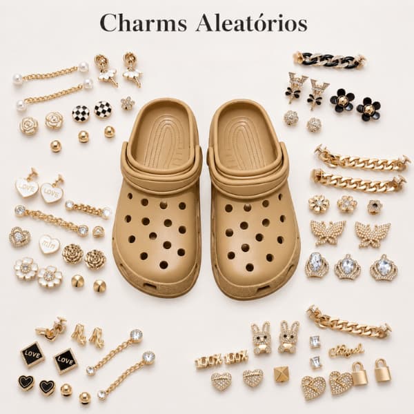 Kit Charms para Sandália Feminino Luxo ALEATÓRIOS – Acessórios para Sandália Dourado Prata