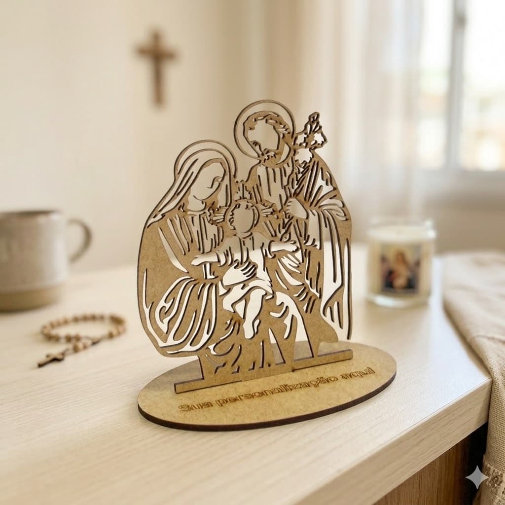 10 Lembrancinhas Religiosas Sagrada Família em MDF base personalizada casamentos e eventos igrejas