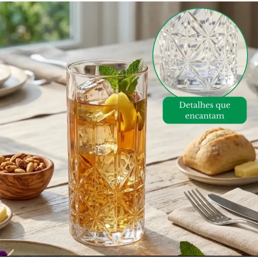 Kit Jogo 6 Copos Long Drink Requinte  Água Suco