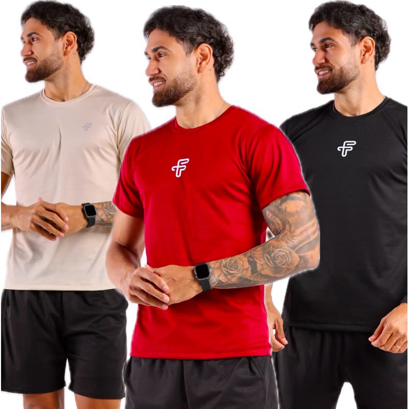 Kit 3 Camisetas Dry Fit Masculina Treino Academia Corrida Esportes Exercícios Casual