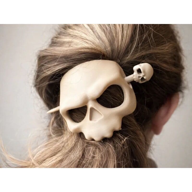 Presilha de Cabelo Caveira Skull – Acessório Estiloso Impresso em 3D