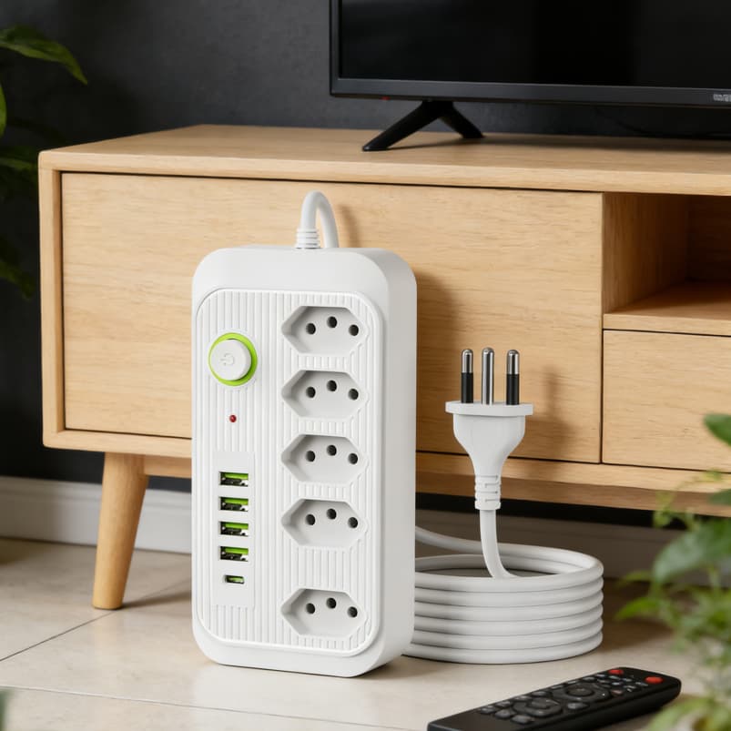 Plug Regua de tomadas soquete inteligente Extensão Filtro De Linha Segurança 5 Tomadas 4 Usb E Usb C