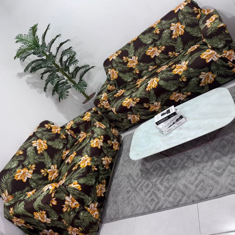 Kit Capa Conjunto para Sofá Malha Coladinha Estampada 2 e 3 Lugares Tamanho GG