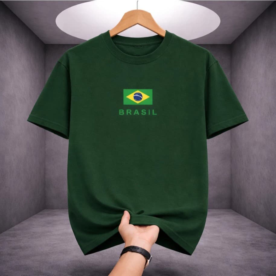 Camiseta Unissex T-Shirt Algodão Premium Personalizada Brasil Bandeira P ao GG Envio Rápido Promo