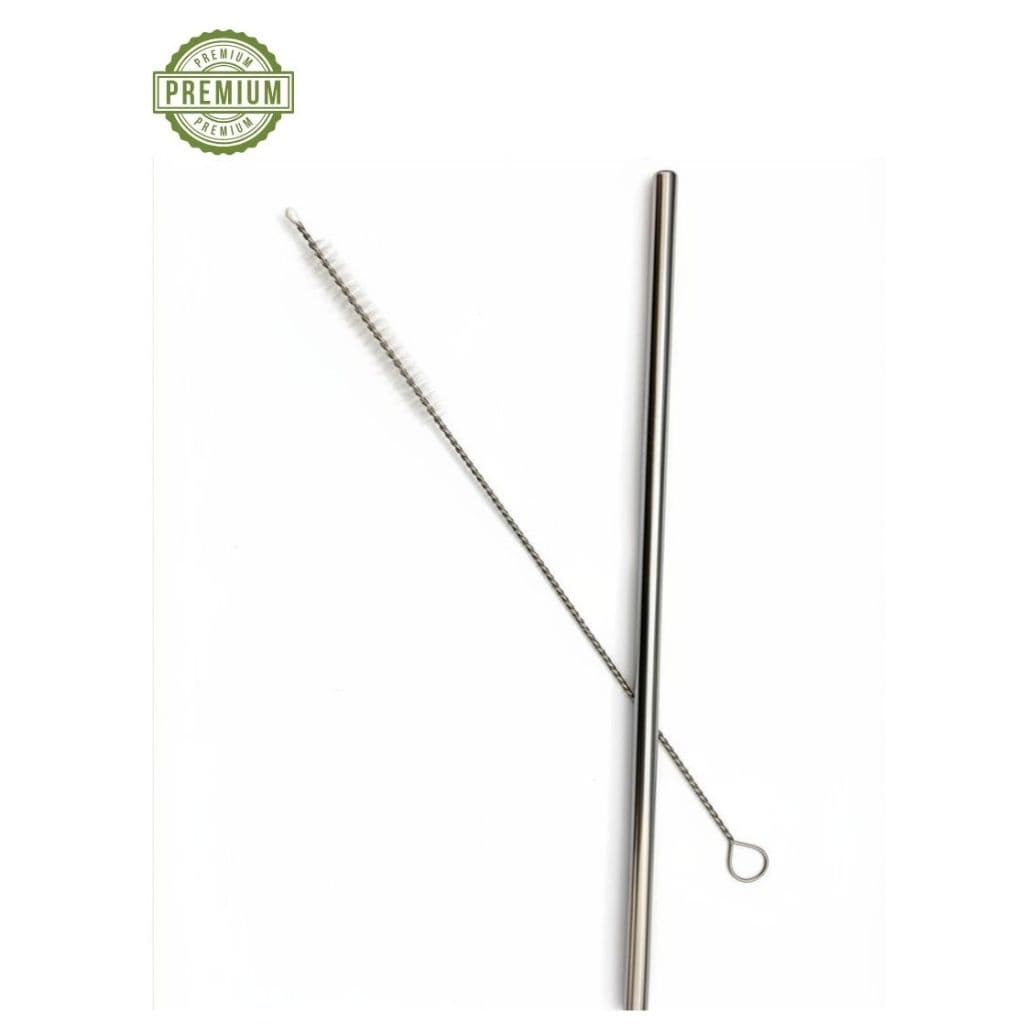KIT 2 PC CANUDO INOX REUTILIZÁVEL COM ESCOVA LIMPEZA SUSTENTÁVEL DRINK SUCO CAFÉ GELADO