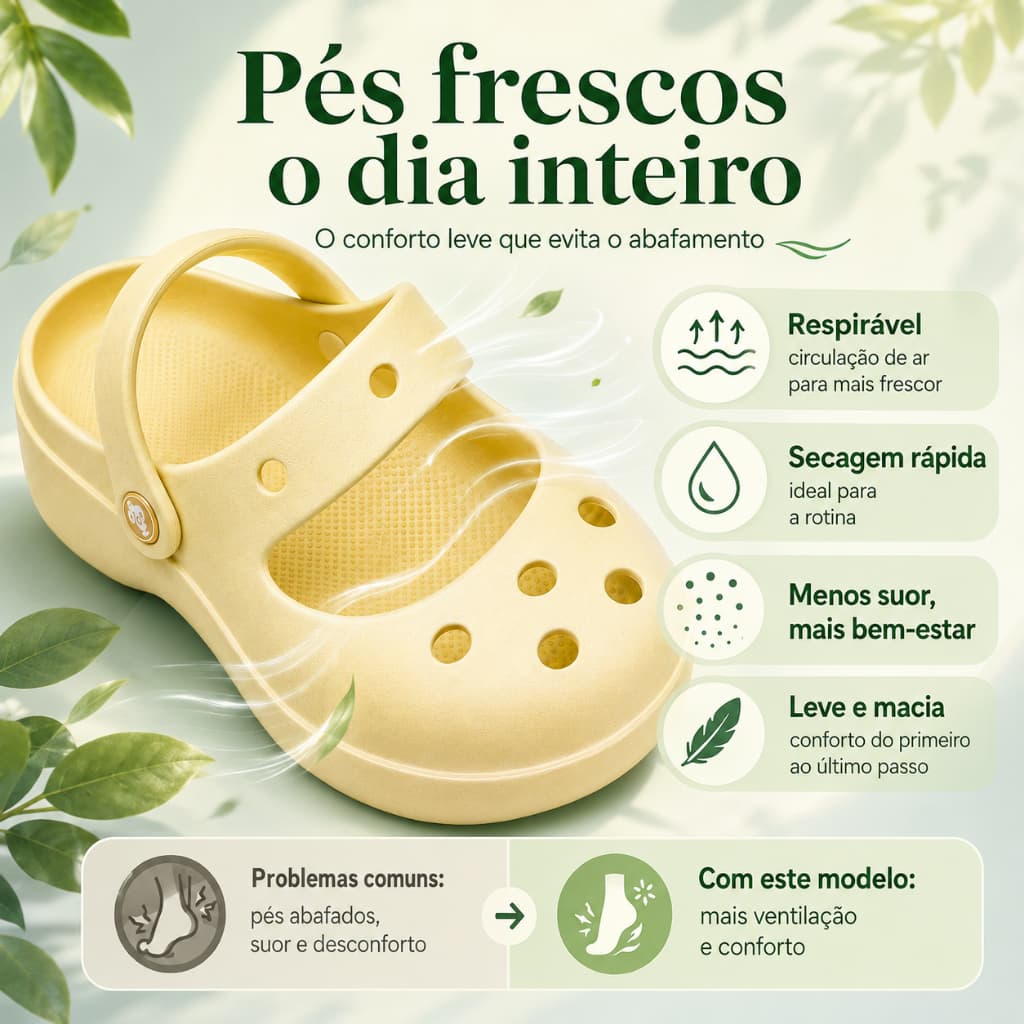 Clog Antiderrapante em EVA com Alça Ajustável e Conforto Premium