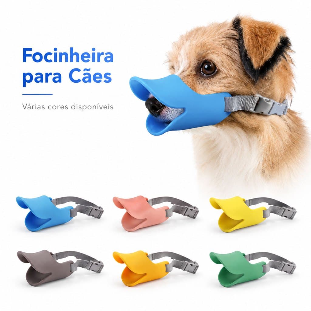 Focinheira de Silicone para Cachorro Ajustável Macia Confortável Antimordida Pet