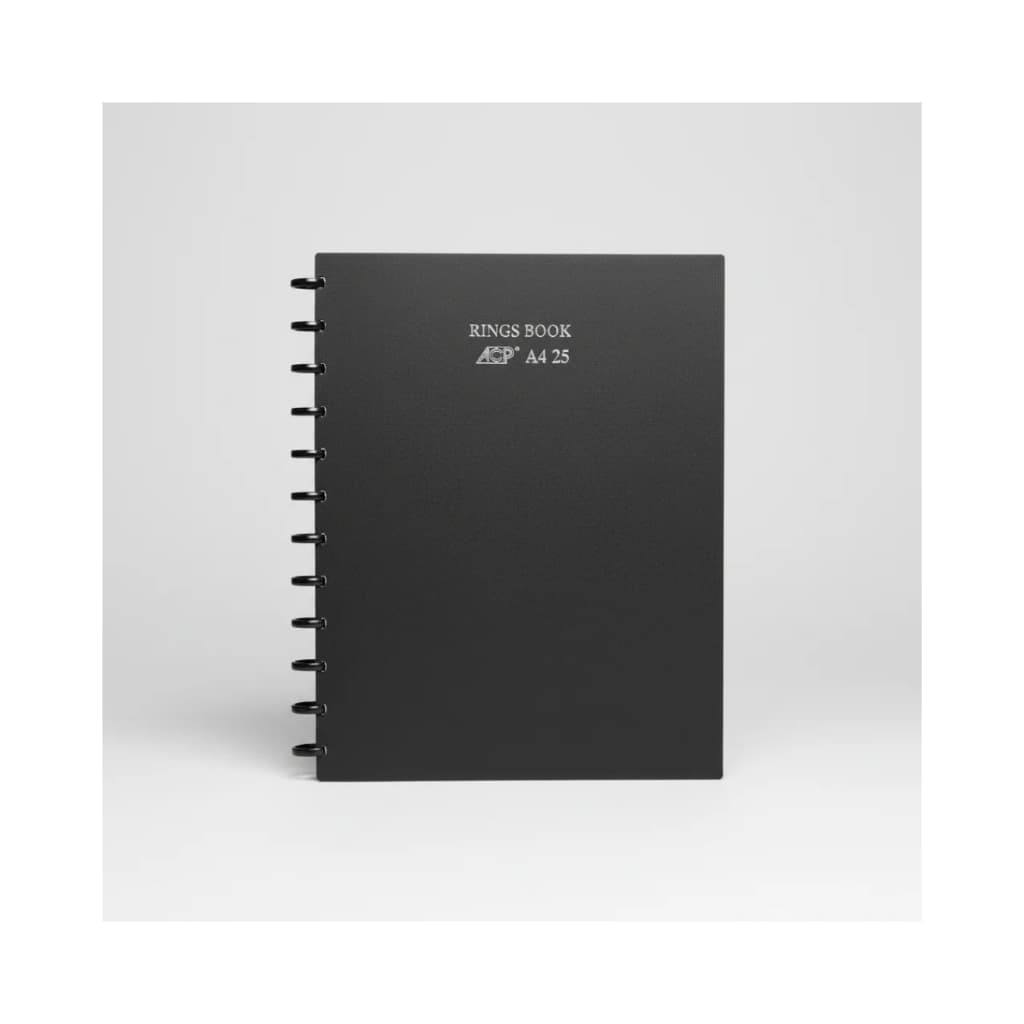 PASTA CATALOGO ACP RINGS BOOK ESPIRAL C/25  ENVELOPES PLASTICOS PRETA A4 25