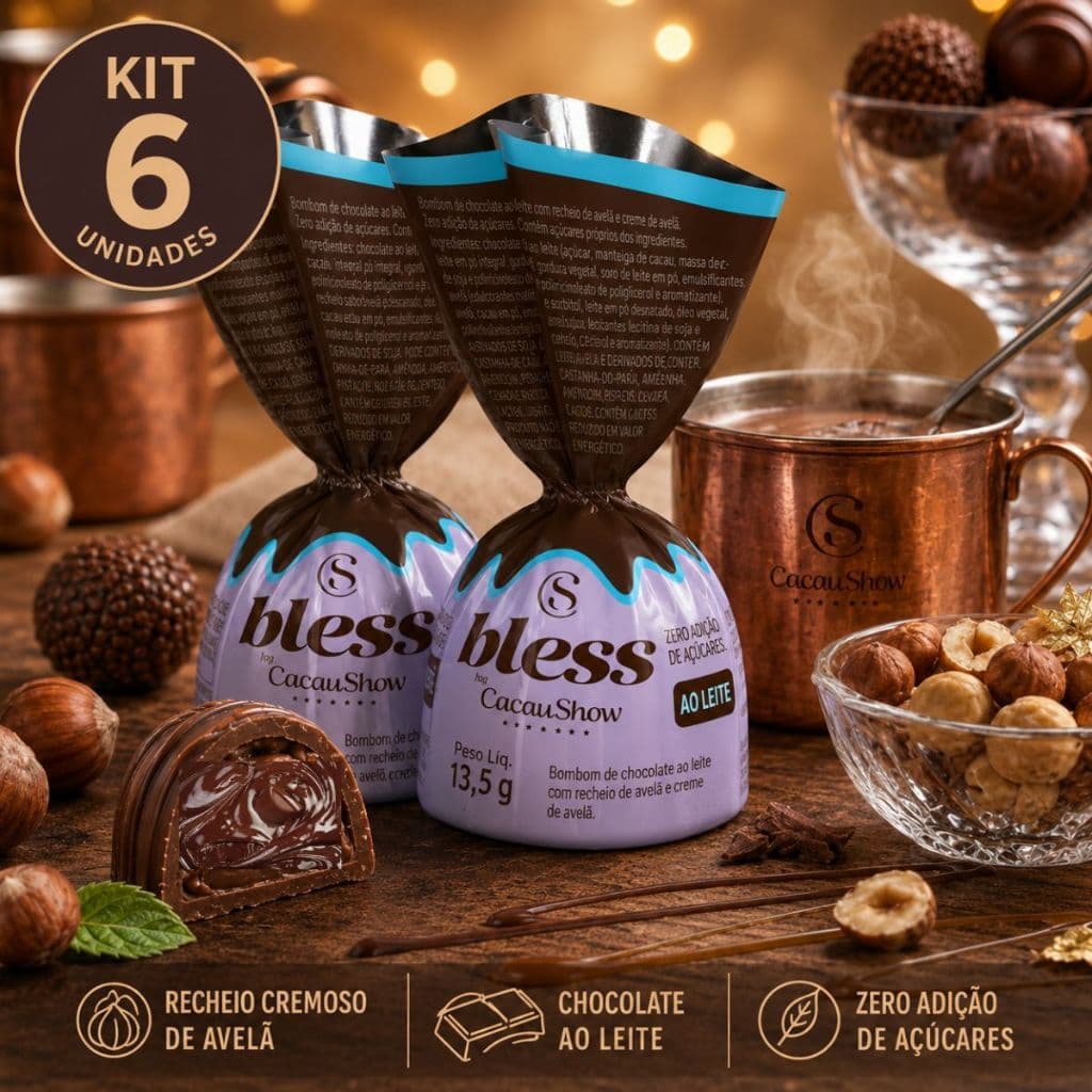 Kit 6 Bombom Bless Zero Açúcar ao Leite 13,5G Cacau Show