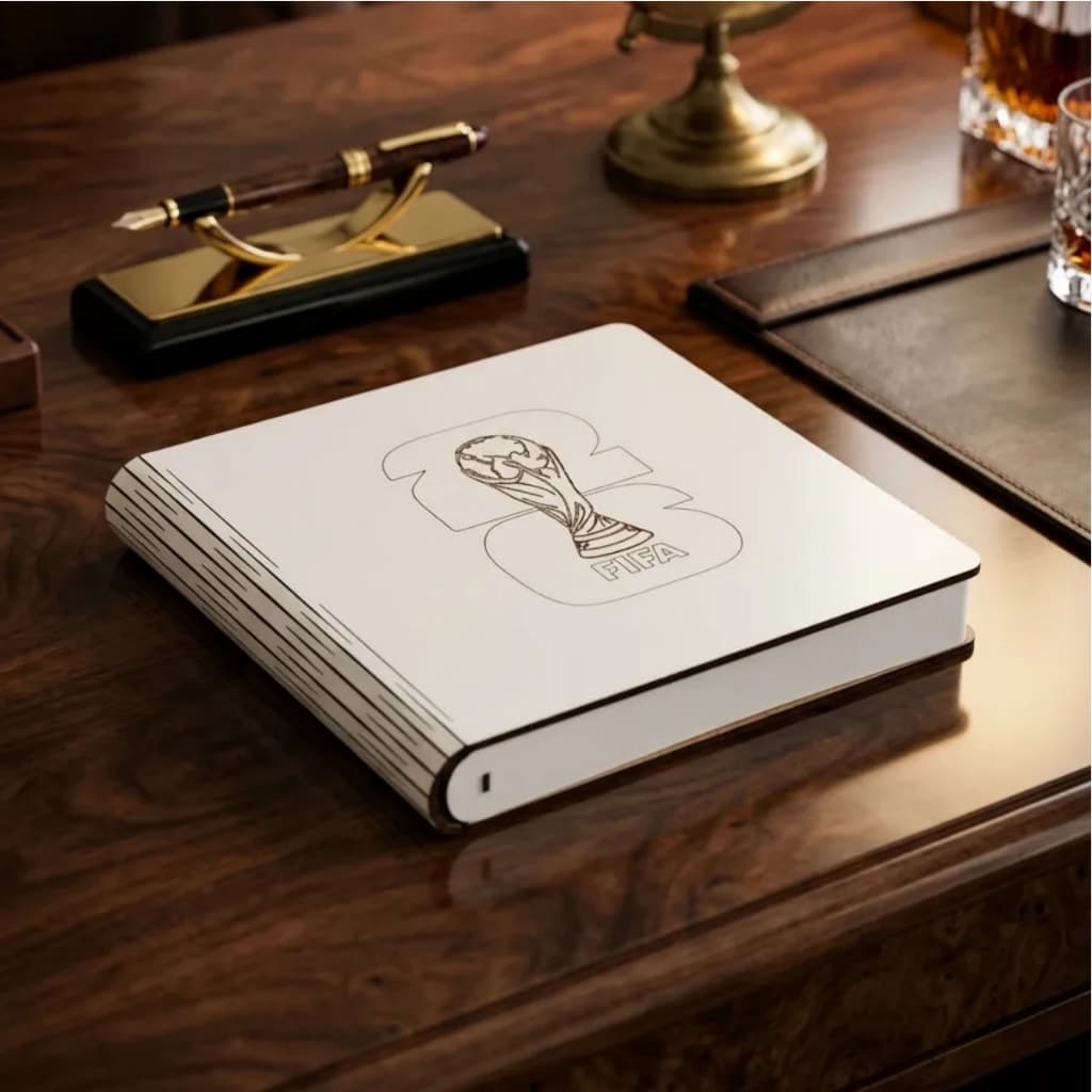 Porta Álbum E Figurinhas Da Copa Do Mundo 2026 Organizador De Figurinhas Premium Mdf Branco Tipo Livro