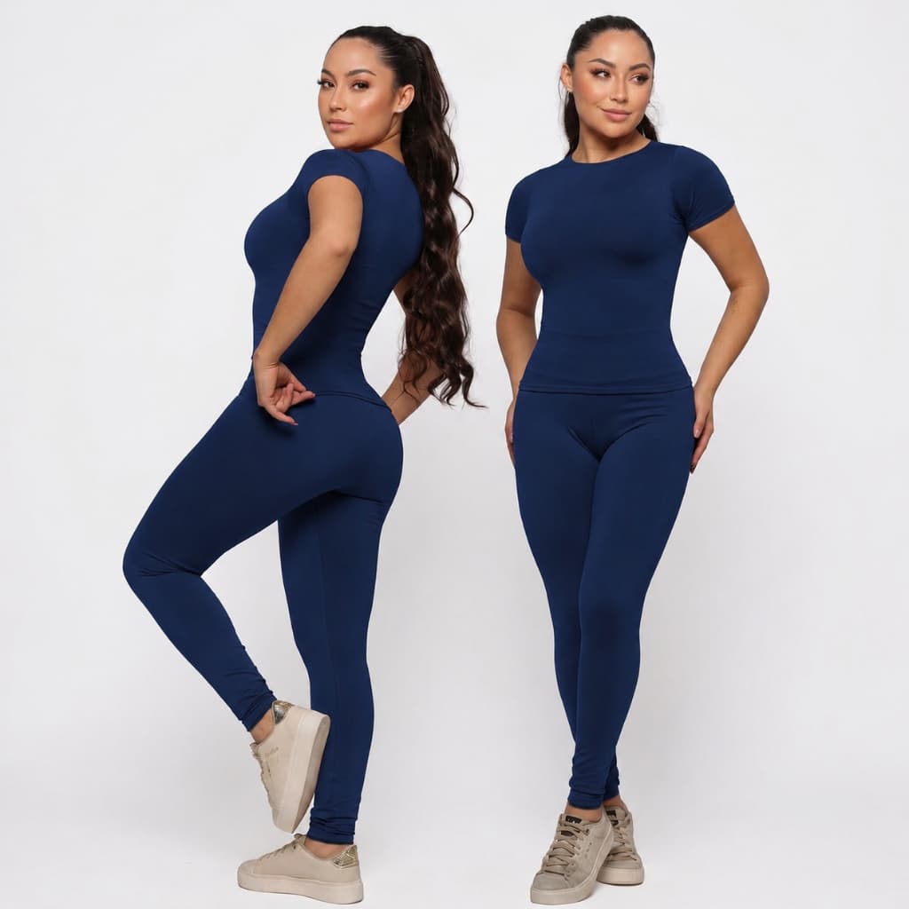 Conjunto De Academia Legging e Camiseta De Compressão Conjunto Feminino Calça Suplex