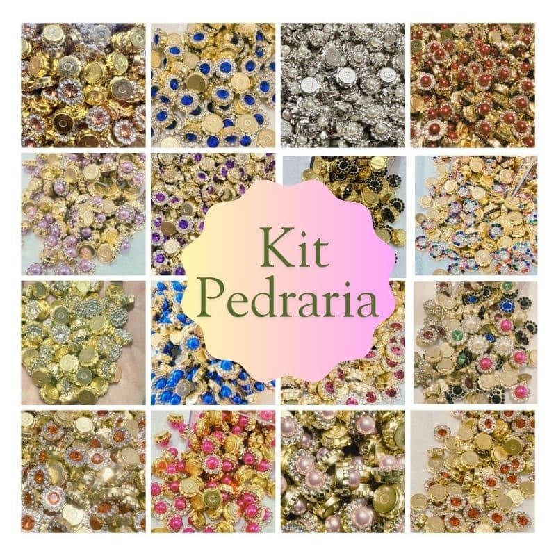 Kit Pedrarias 200 ou 100 un Apliques para Laços Pedraria Dourada ou Prata p Colagem em Lembrancinhas Caixas presentes