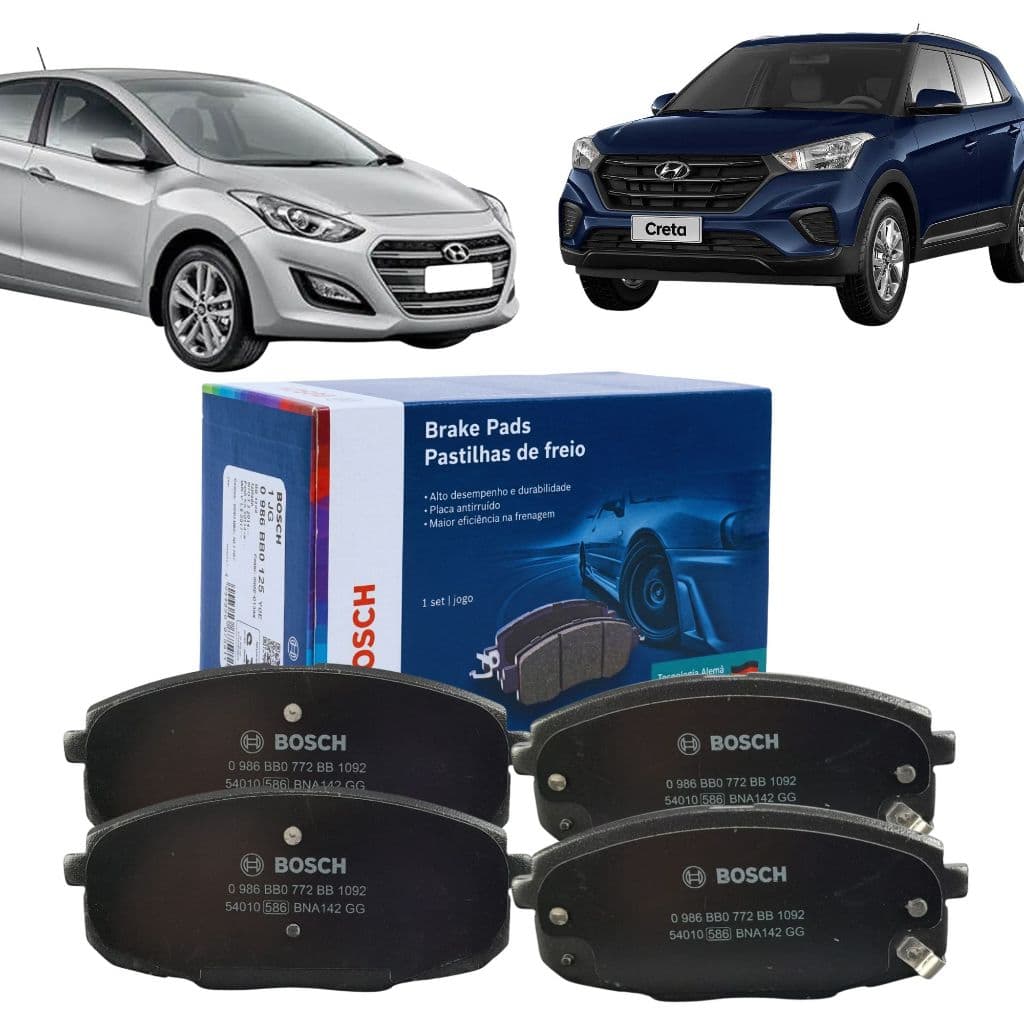 JOGO PASTILHA DE FREIO A DISCO DIANTEIRA BOSCH ORIGINAL HYUNDAI CRETA I30 KIA CERATO