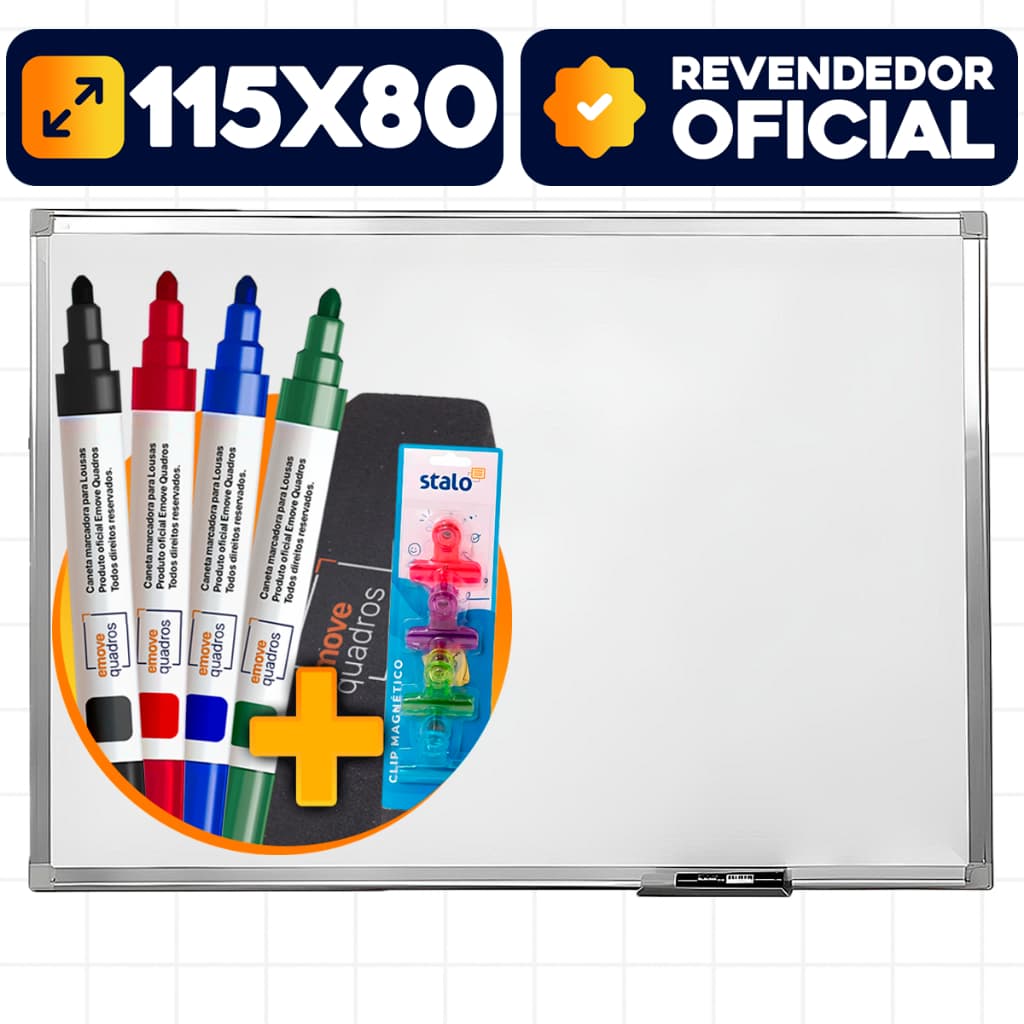 Lousa Branca 120x90 Formica Magnética Quadro Branco Painel Fotos Soft Alumínio C/ 4 Canetas + Apagador E Imãs Prendedor