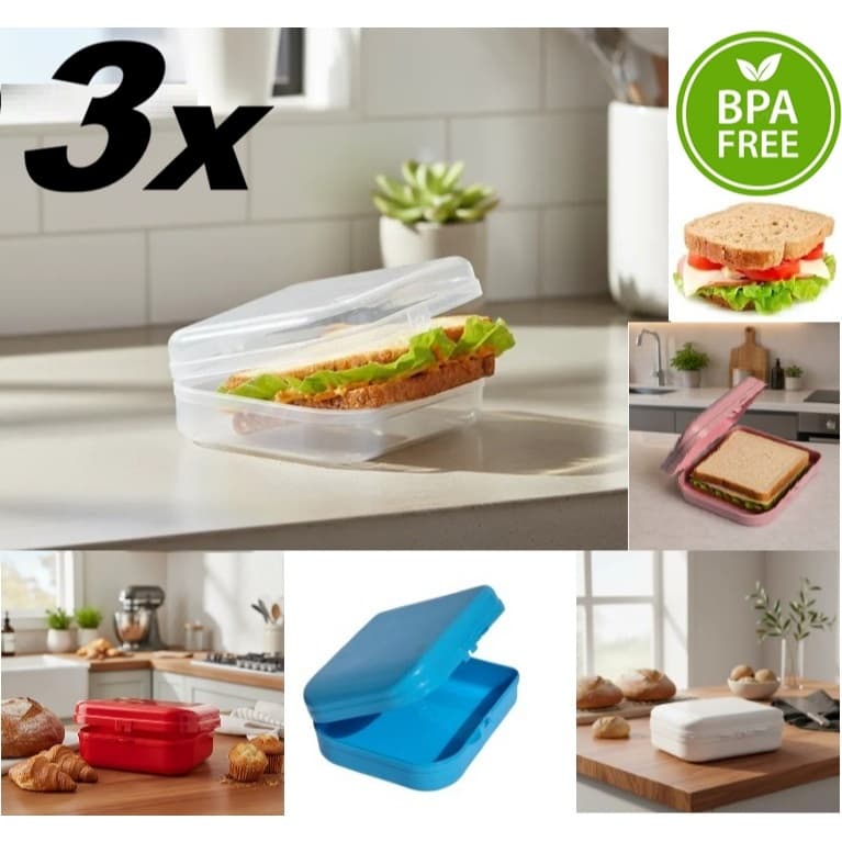 3 Porta Lanches Sanduíches  - Livre BPA