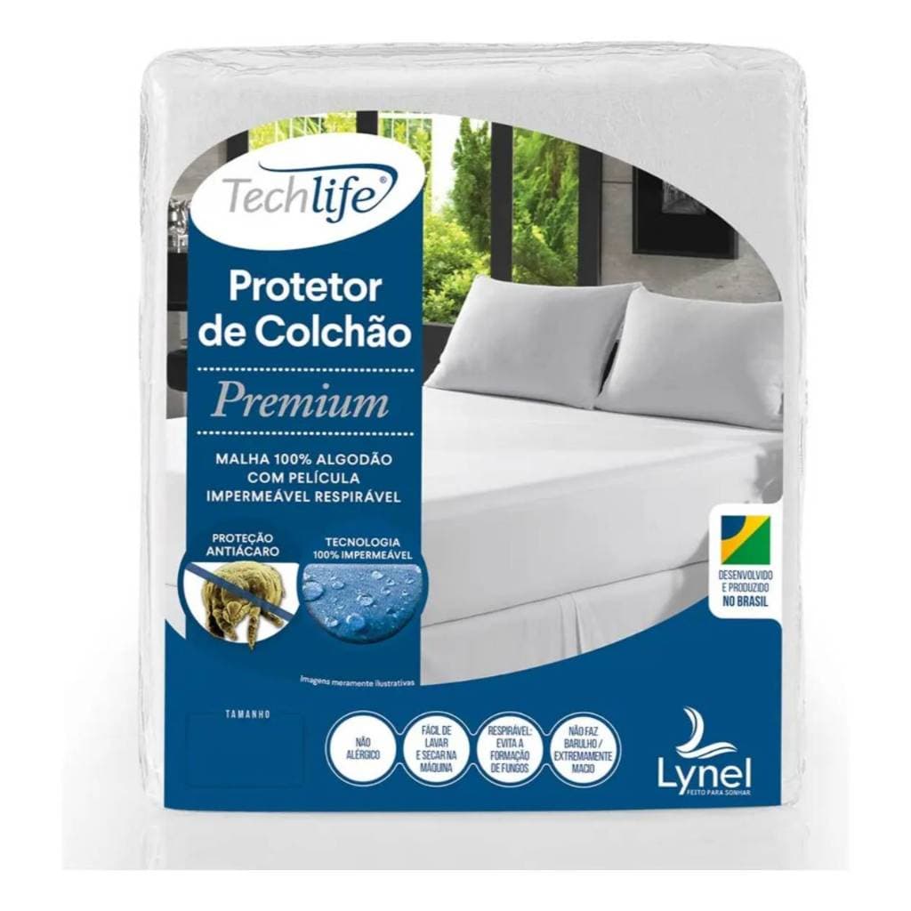 Capa Protetora De Colchão Impermeável Lynel 100% Algodão Solteiro Casal Queen King Lynel TechLife
