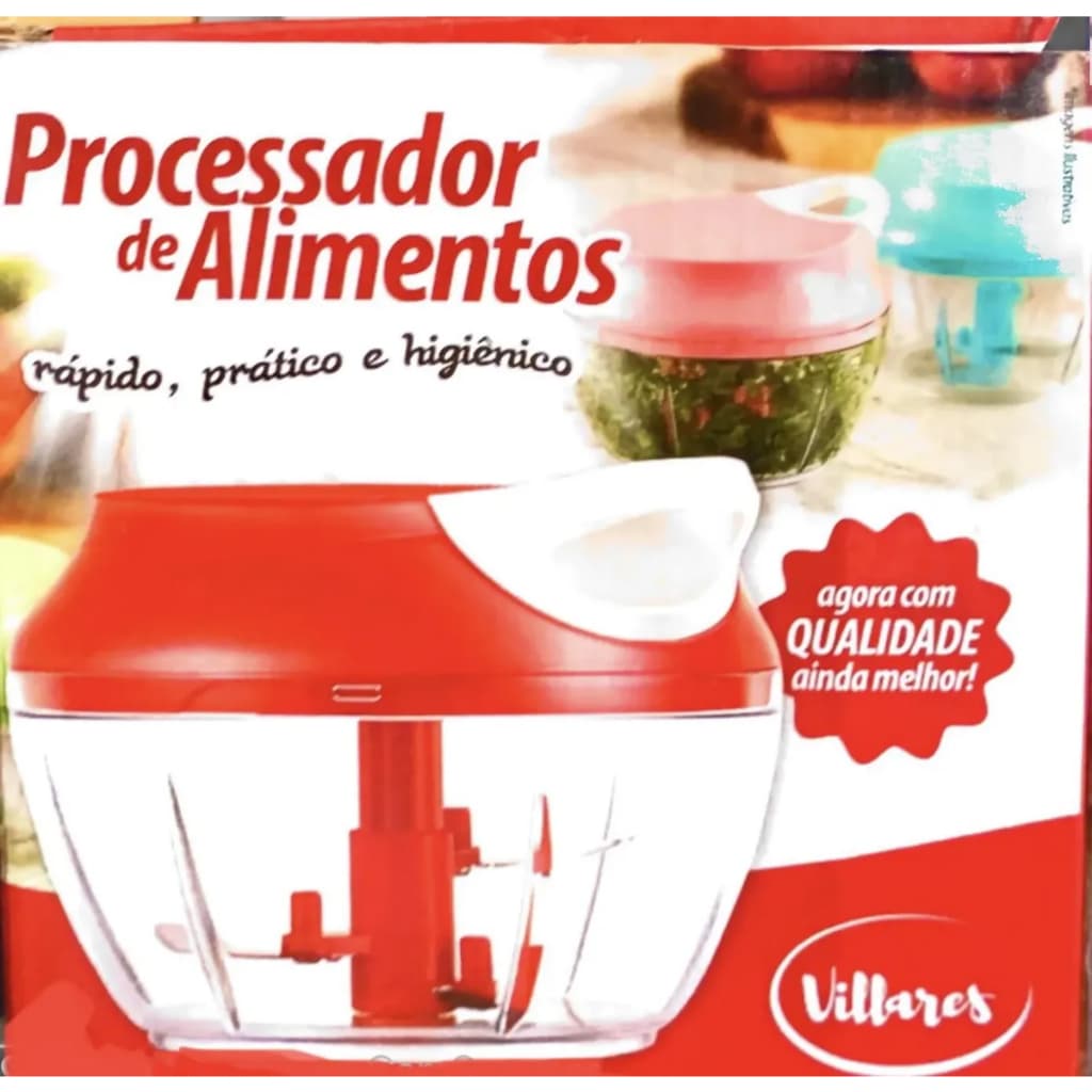 Processador Manual De Alimentos 900ml Lâminas Inox Cortes