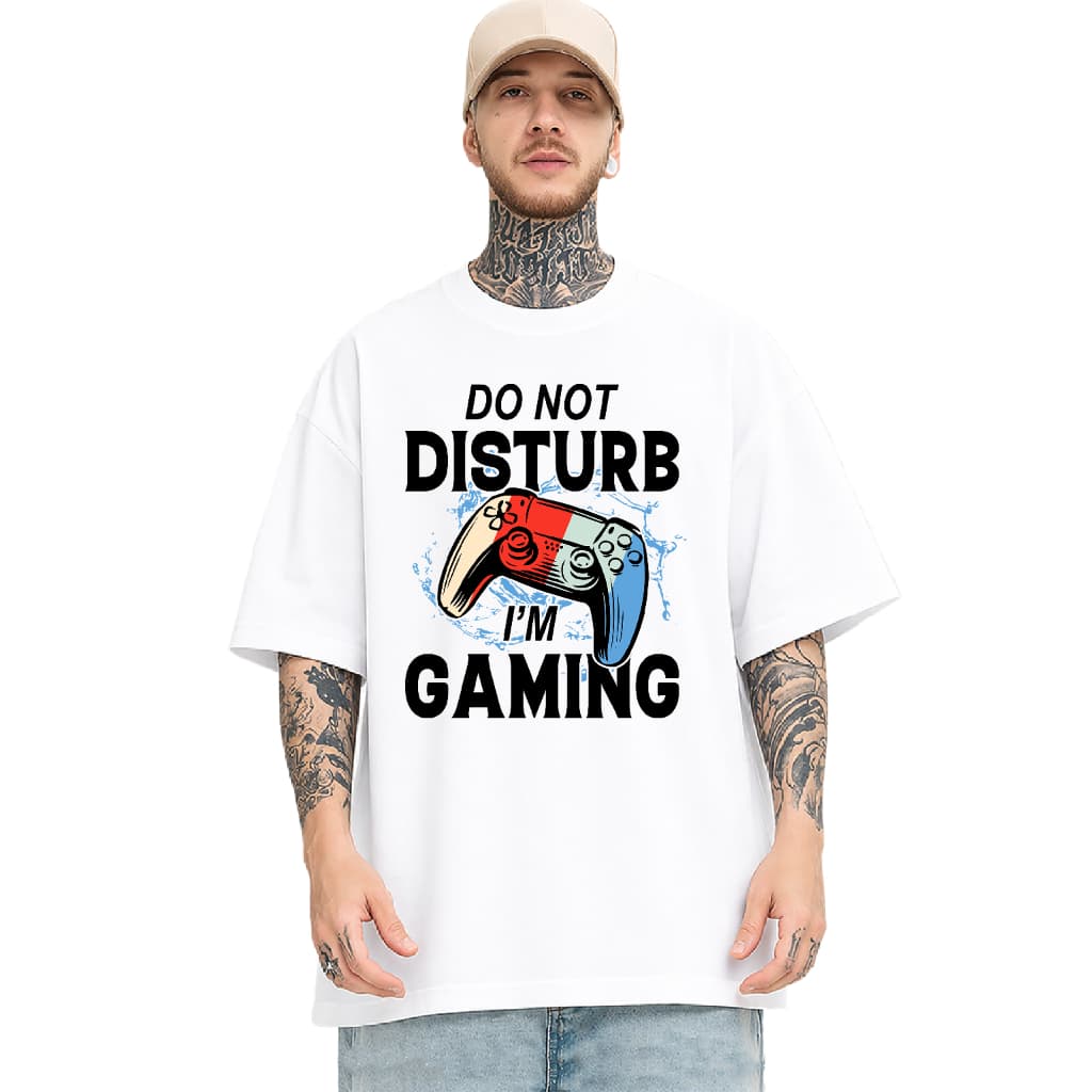 Camiseta Oversized 25 - Controle Gamer Do Not Disturb I'm Gaming Unissex Casual