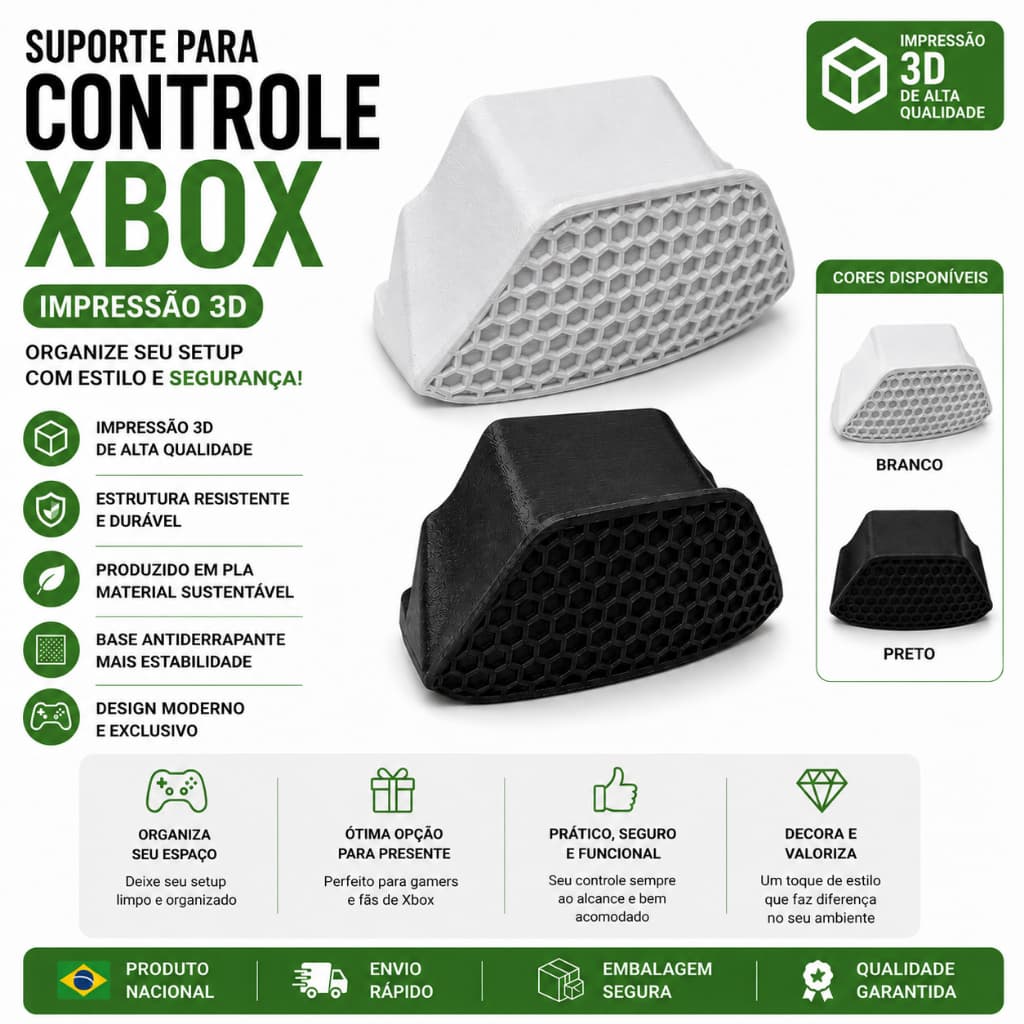 Suporte Para Controle Xbox Impressão 3D Organizador Gamer Em PLA