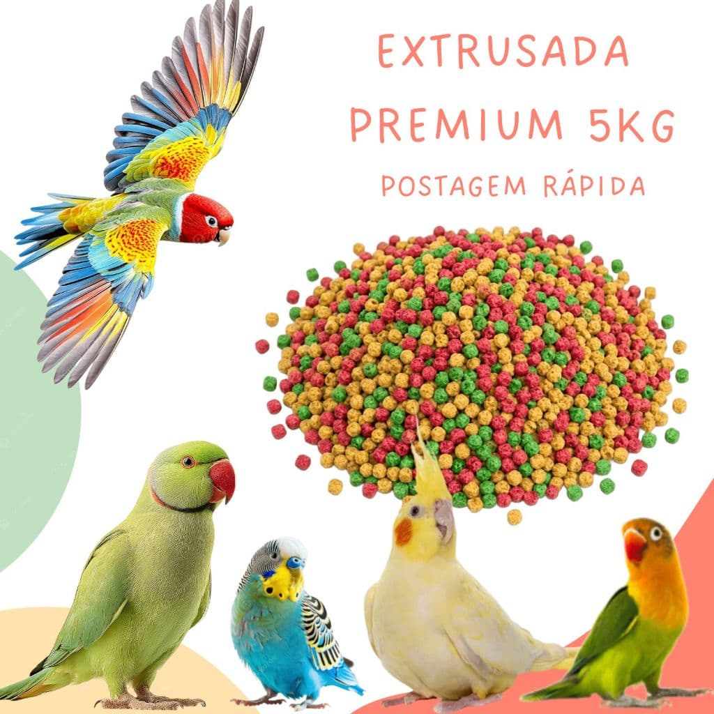 Ração extrusada mix Calopsita, Ring neck, Periquito e Agaporne 5kg