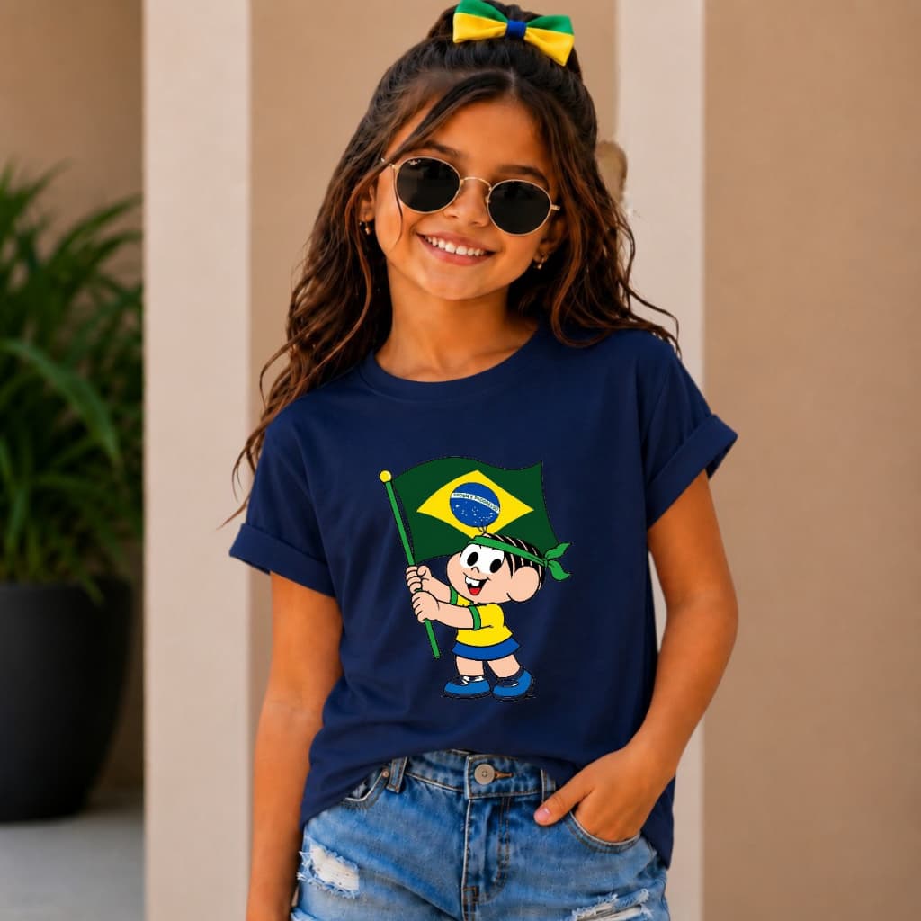 Camiseta Infantil Brasil Copa do Mundo Futebol Criança Menino Menina Unissex 100% Algodão Lançamento
