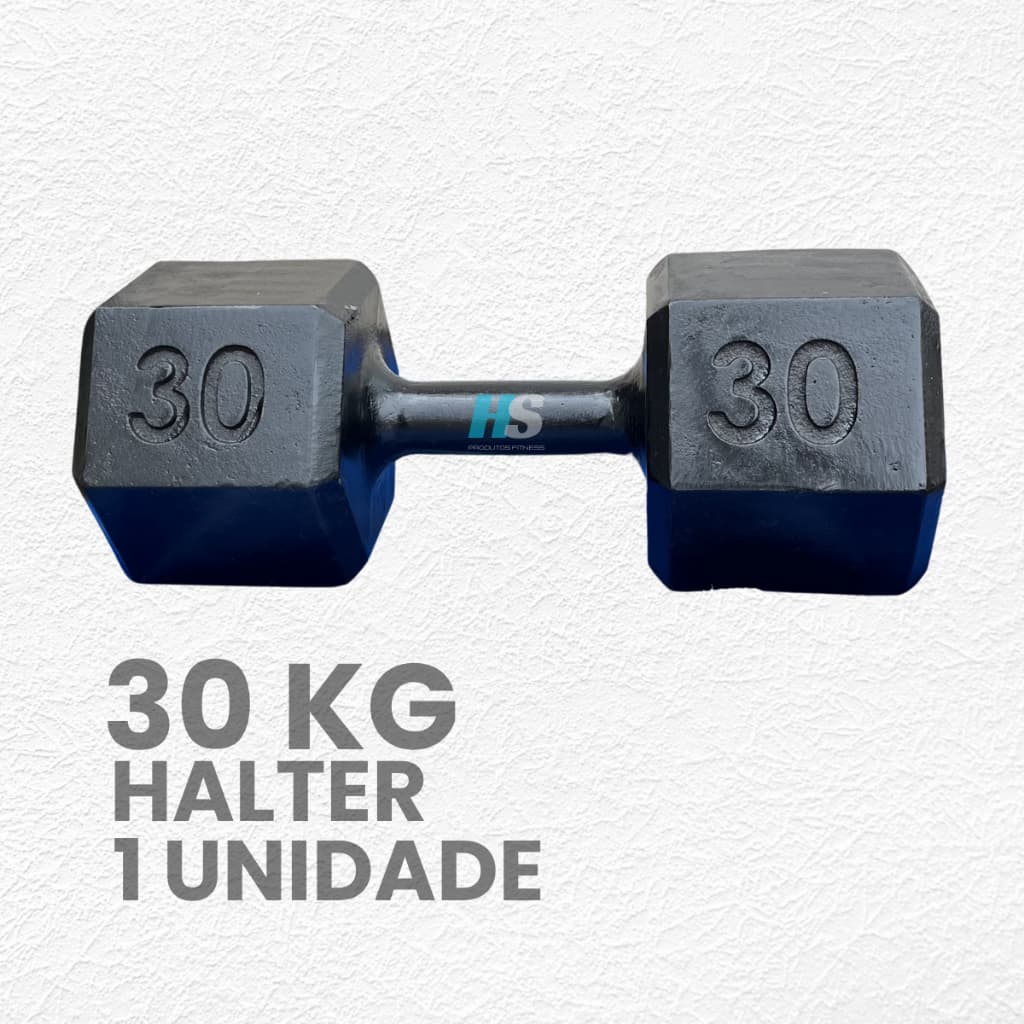 Halter Sextavado Pintado 30kg - Peso de Academia