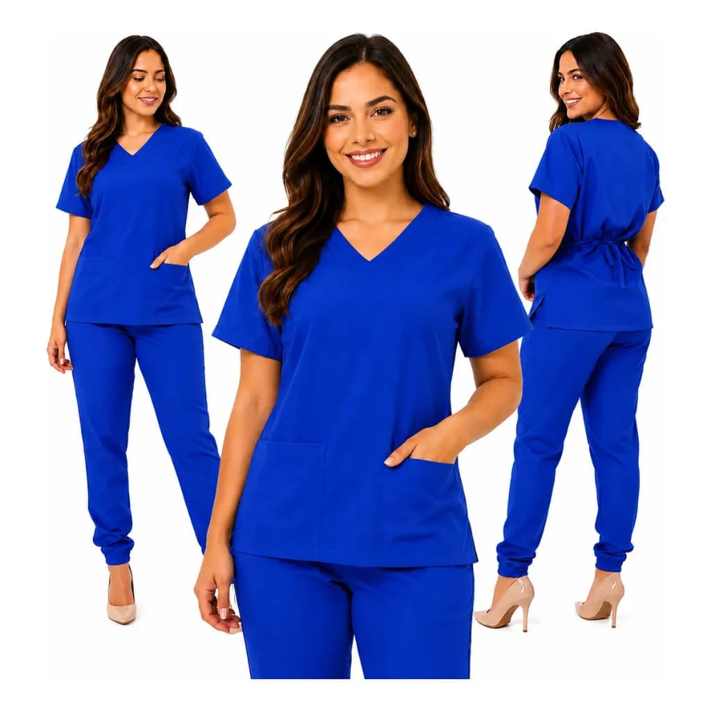Pijama Cirúrgico Scrub Feminino Oxford Premium Uniforme Hospitalar Conjunto Blusa e Calça