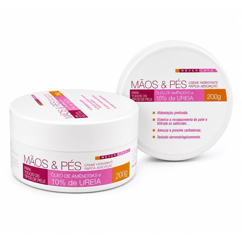 Creme Hidratante para Mãos e Pés Wever Care 200g com 10% Ureia e Óleo de Amêndoas