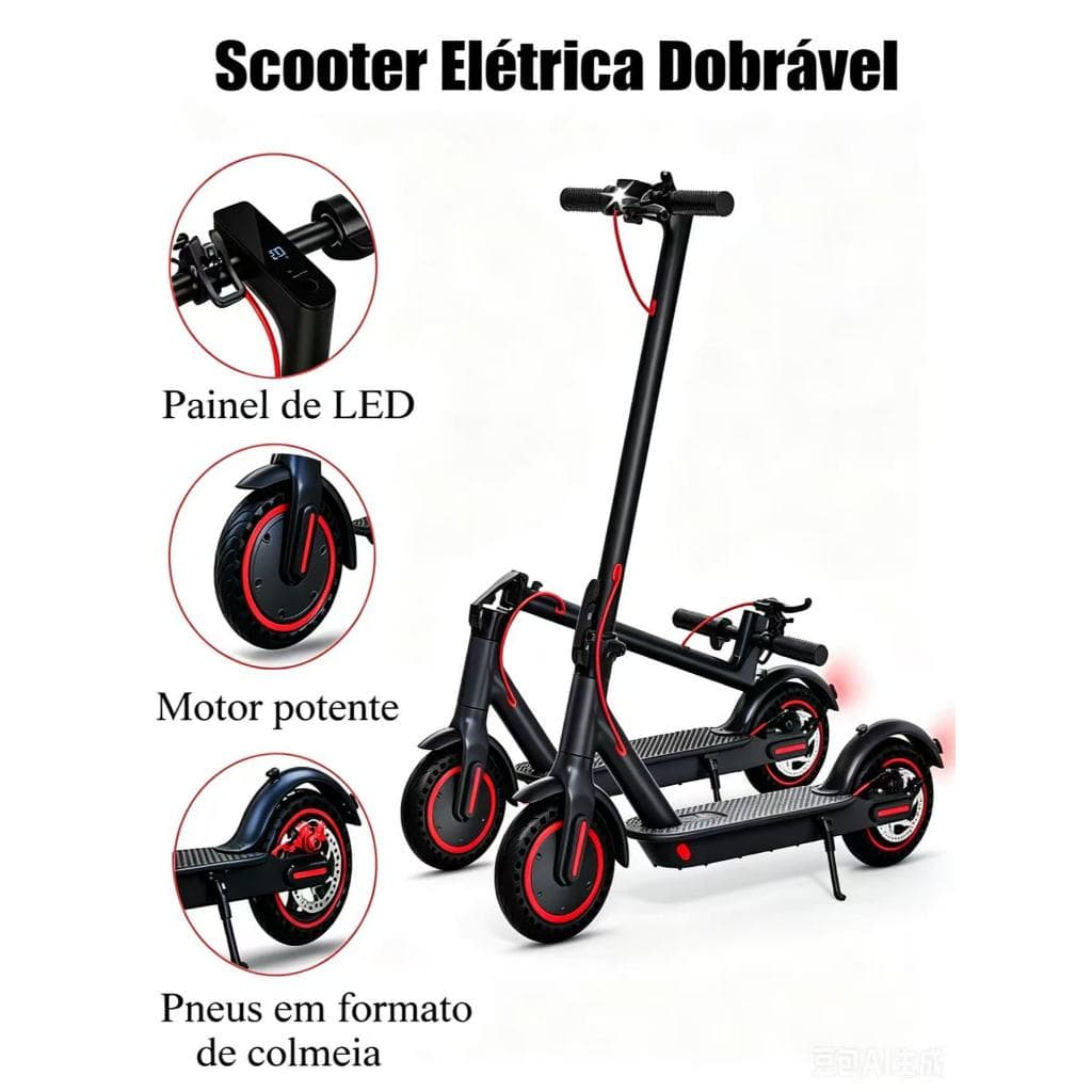 Patinete Elétrico Adulto 350W – Alta Velocidade, Bateria Longa e Suporta Até 150kg