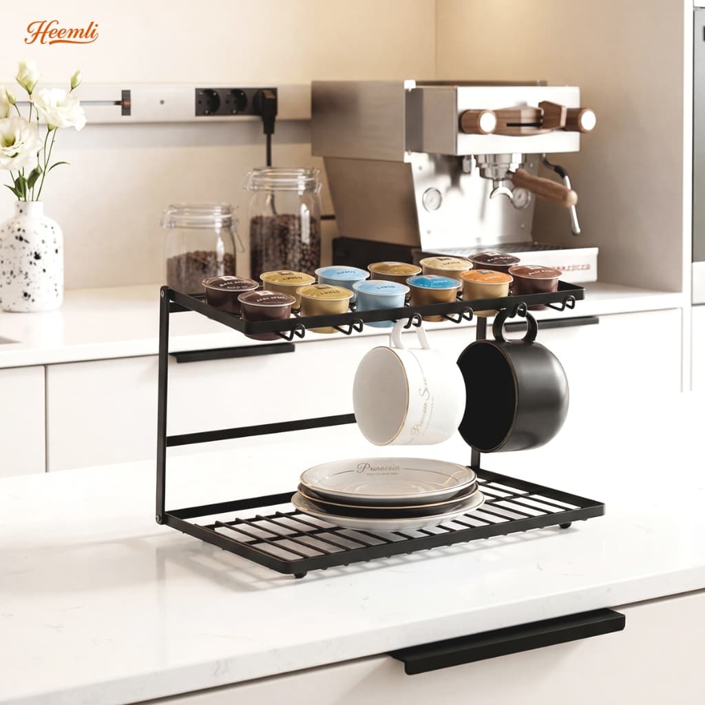 Heemli Organizador de Cápsulas de Café Dobrável 2 Andares para Cozinha