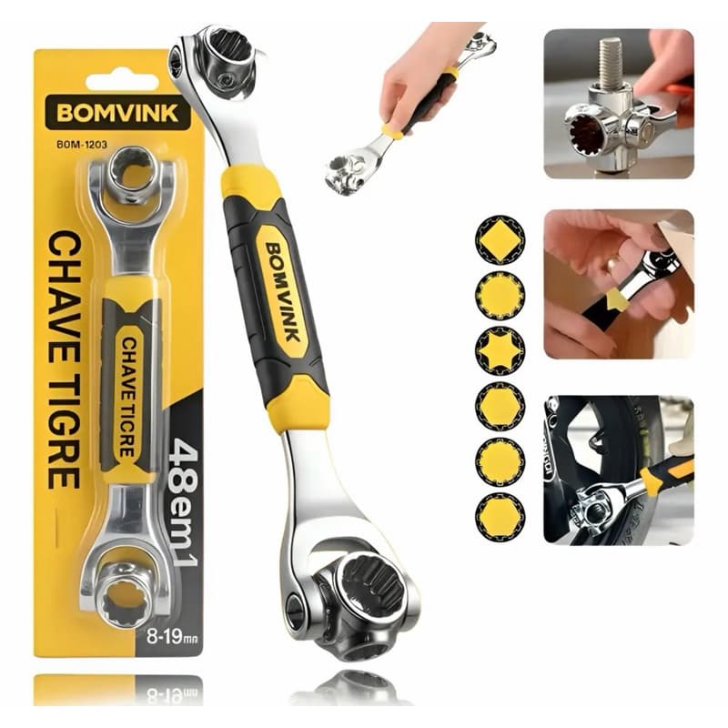 Chave Multiuso em 1 Soquete 360° | Universal | Aço Carbono |