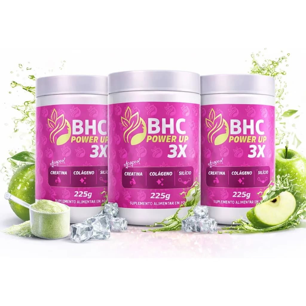 Bhc Power Up 3x Creatina Pó -colágeno E Silício Suplemento