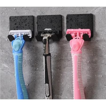 KIT 3 Suportes de Barbeador para Banheiro com fita dupla face  Adesivo Sem Furar Box