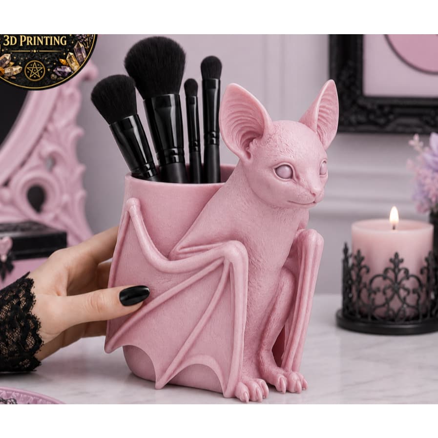 Porta pincéis morcego, Porta canetas, Decoração gótica, Decoração dark, Acessório de maquiagem, Organizador
