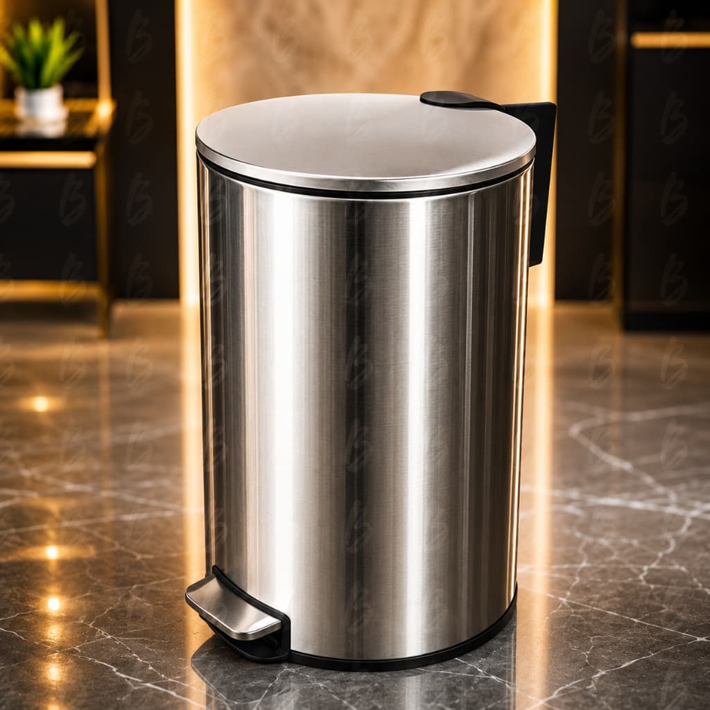 Lixeira Inox Slim 12 Litros Redonda Com Pedal Mecanismo Silencioso Design Moderno Durável
