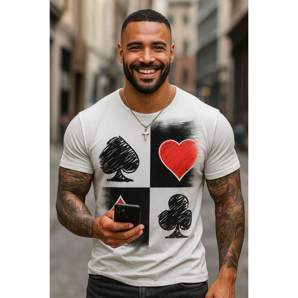 🌟Camiseta Casual Masculina Feminina Poker Cassino Baralho Cartas Truco Naipe Jogo Full House