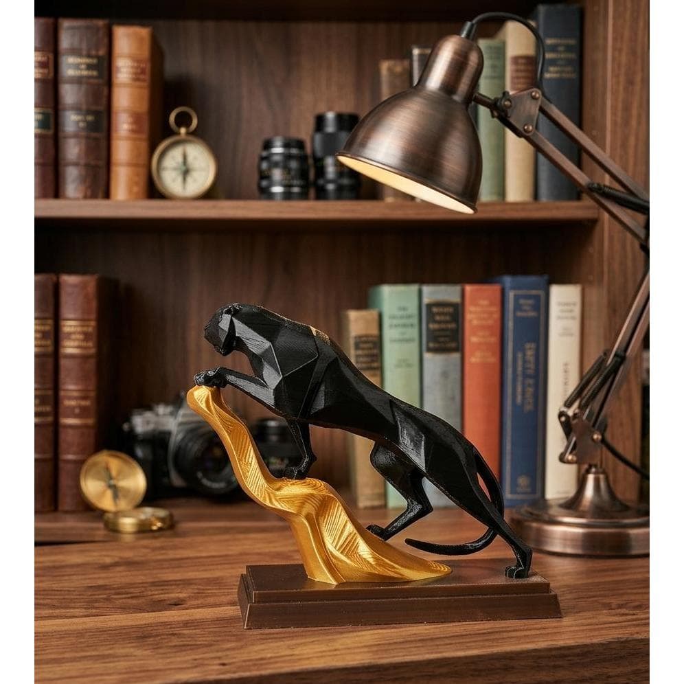 🐆 Pantera Decorativa Geométrica 3D – Elegância e Força para sua Decoração (11 CM )