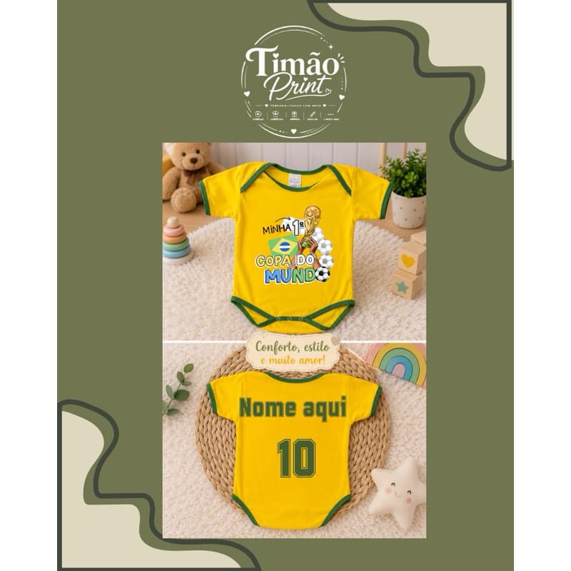 BODY BEBÊ BRASIL PERSONALIZADO 💛🇧🇷