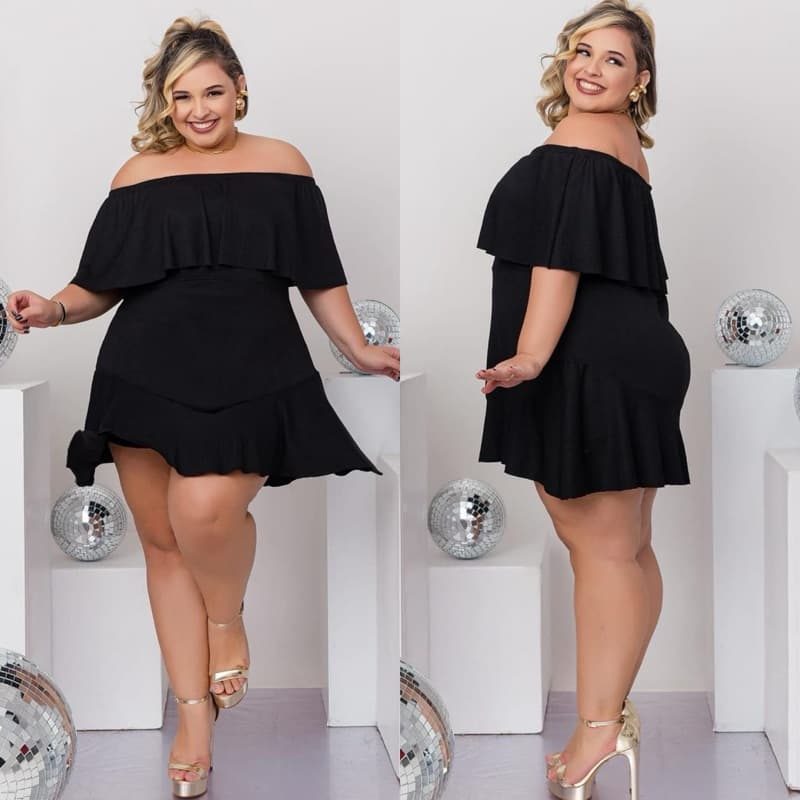 Vestido Ciganinha Plus Size Feminino Tomara Que Caia  Babado Tam Único 46 ao 50