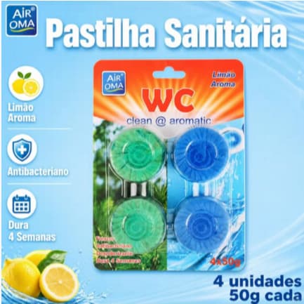Kit 4 Pastilhas Com Cheiro Para Caixa Acoplada Vaso Sanitário Limpeza Banheiro Bizoe