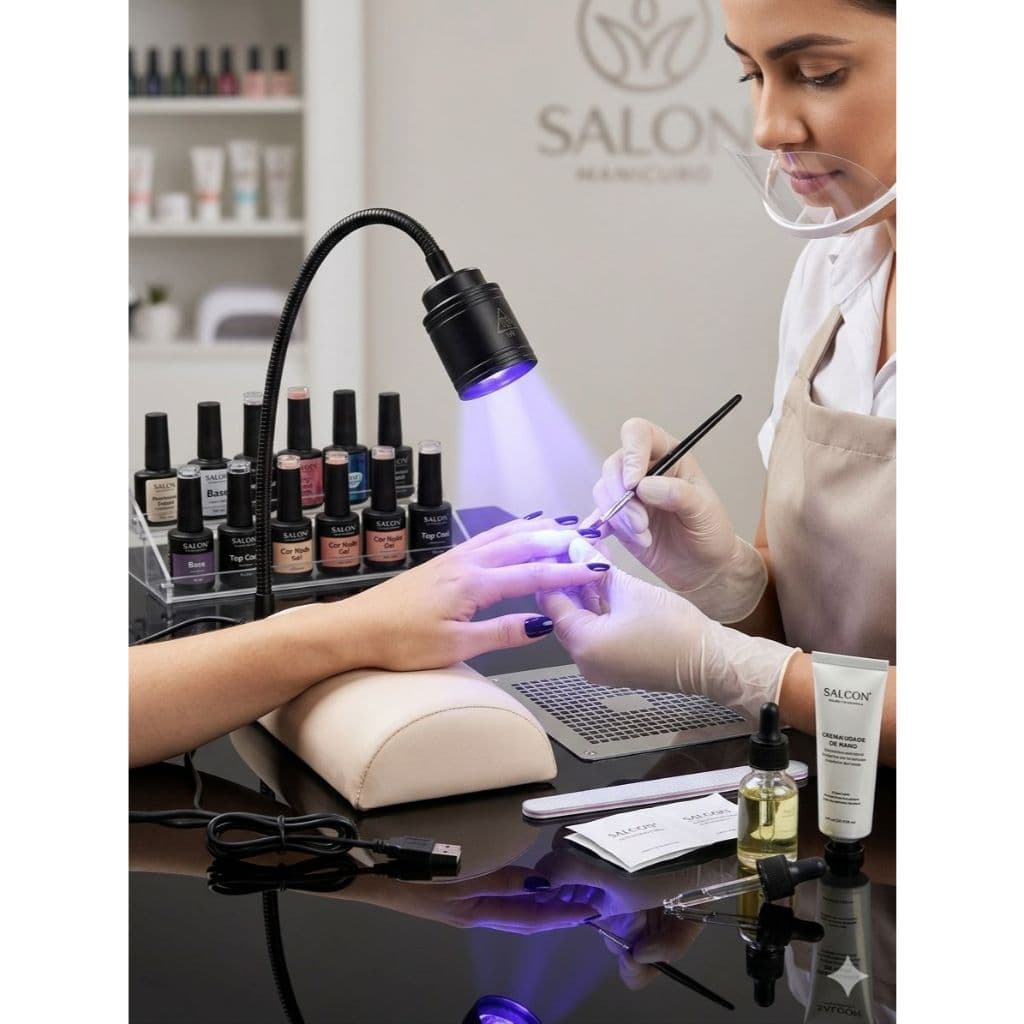 Luminaria Led UV Profissional Multiuso | Base de Ferro + Pedal | Haste Flexível 360• | Lanterna UV