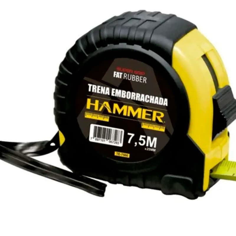 Trena Métrica Emborrachada Hammer Profissional 7.5m Alta Resistência