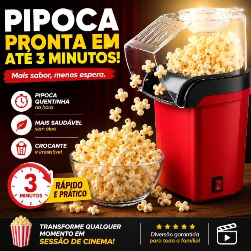 Pipoqueira Elétrica Sem Óleo Ar Quente 110V 1200W Pipoca Saudável