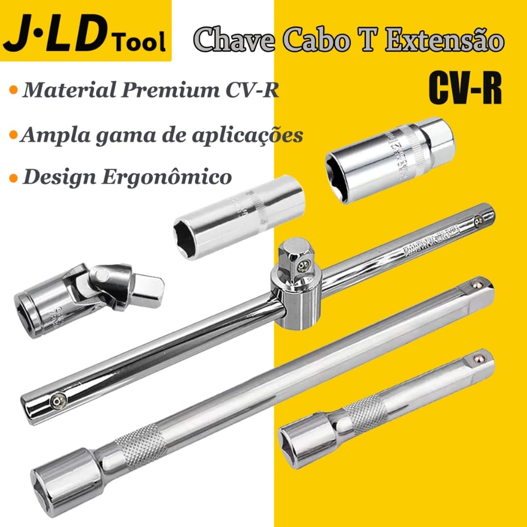 JLD Chave Cabo T Extensão Junta Soquete Cachimbo Pito Vela 1/2'' Jogo 3 /4/5Peças