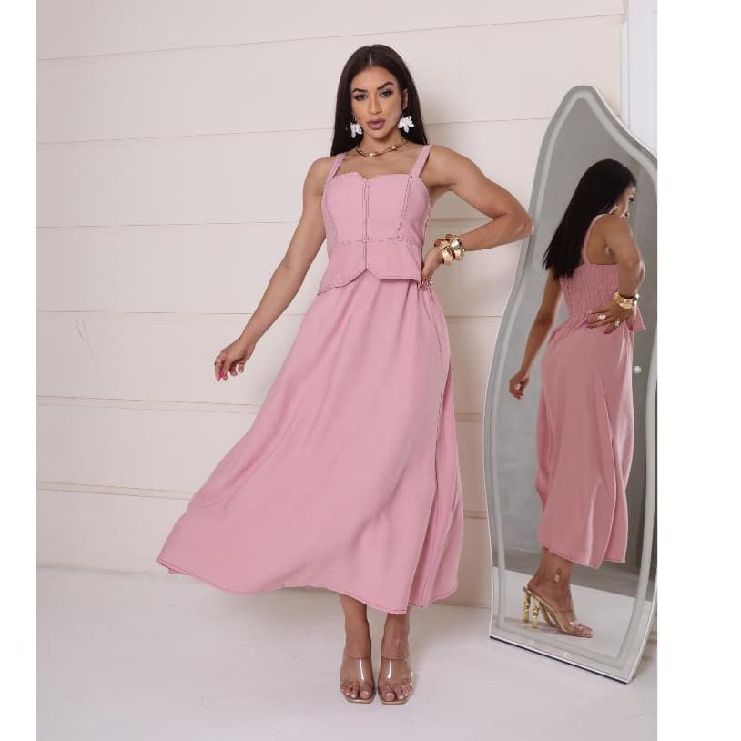 VESTIDO FEMININO ELEGANTE CASUAL MIDI EM TECIDO SENSORIAL MARRAT