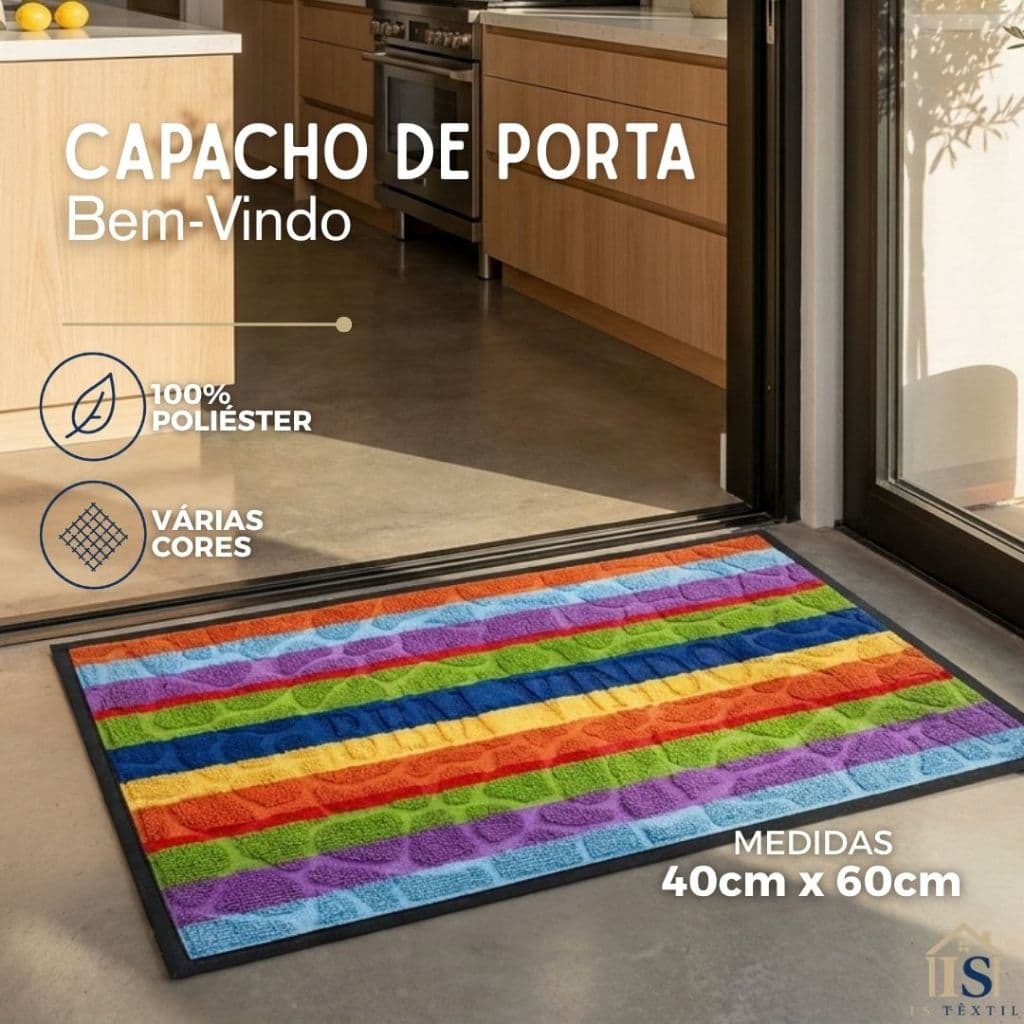 Tapete Capacho de Entrada Antiderrapante Bem-Vindo 40x60cm Várias Cores
