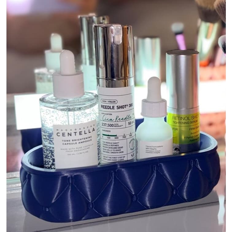 CESTINHA ORGANIZADORA ORGANIZADOR DE MAQUIAGEM E SKIN CARE TEXTURA ALMOFADADA