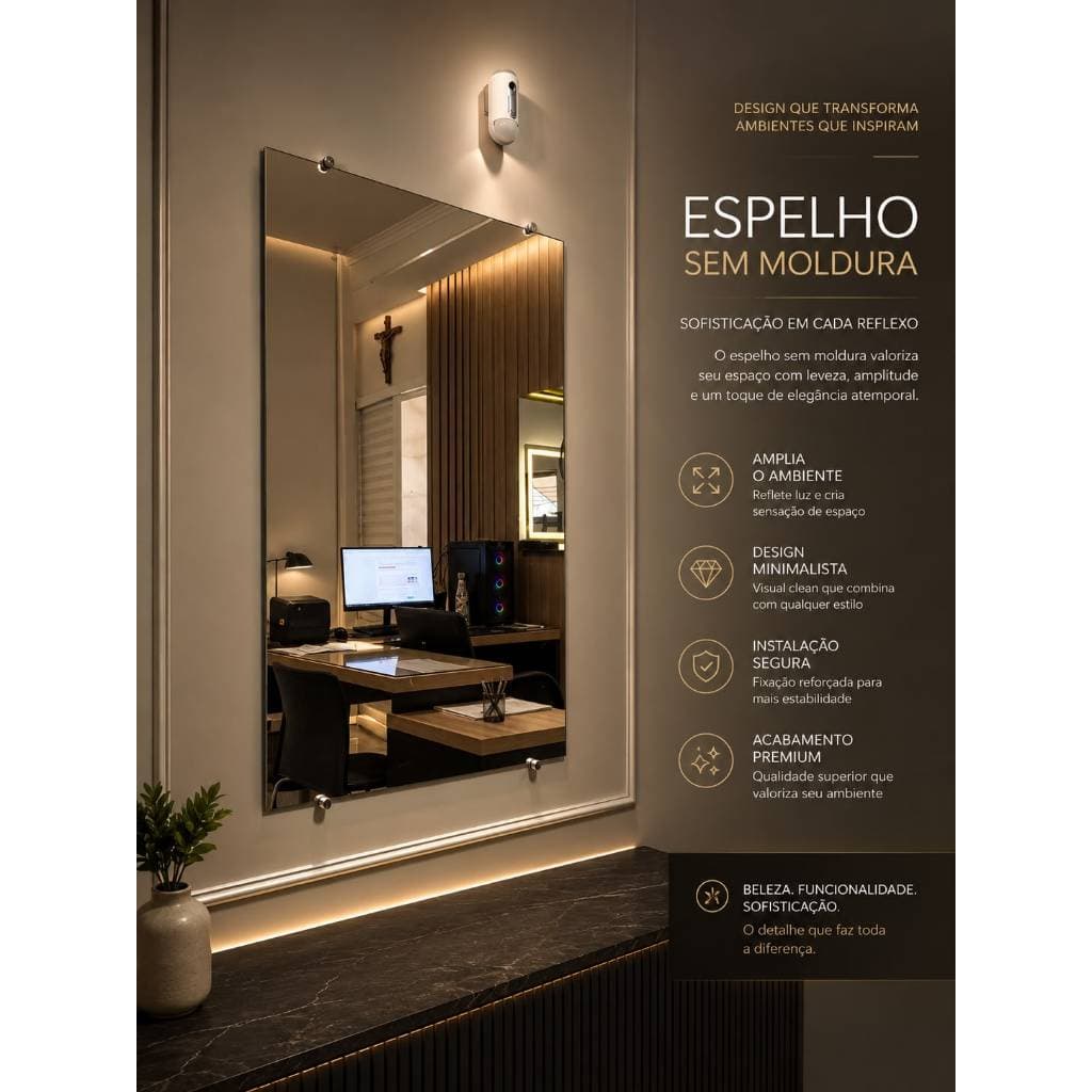 Espelho Grande Retangular 110x70 / 70x110 Corpo Inteiro Fácil Fixação Decorativo