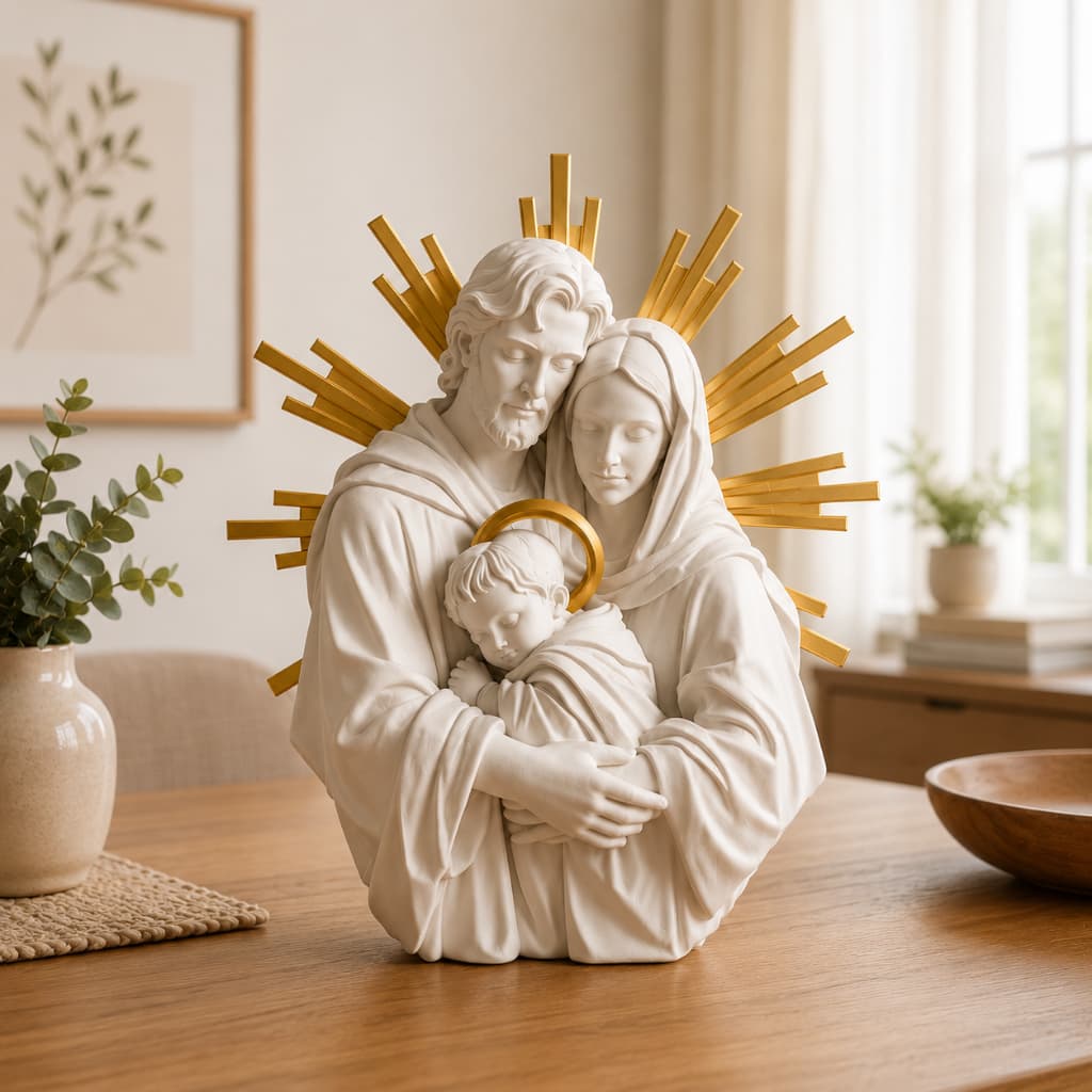 🙏 ESCULTURA SAGRADA FAMÍLIA – ELEGÂNCIA, FÉ E DEVOÇÃO